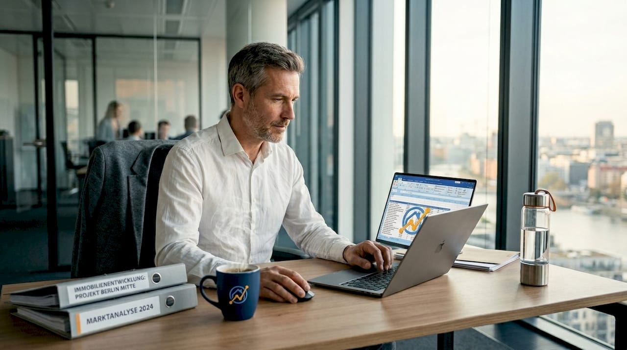 Ein Mann erstellt gerade eine Excel-Tabelle für Kapitalanleger.