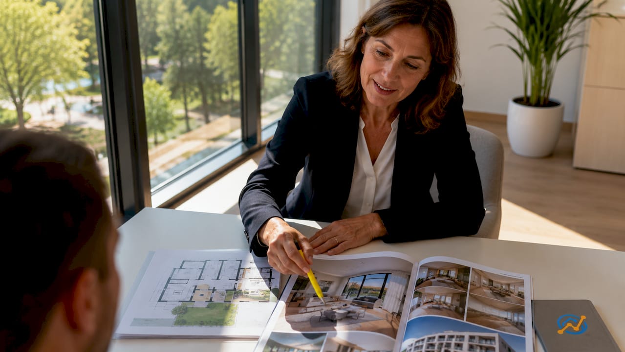 Makler erläutert die verschiedenen Arten von Wohnimmobilien